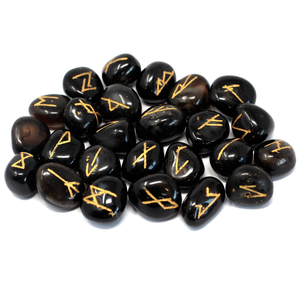 Runes Stone Set in Pouch - Black Onyx - view 2