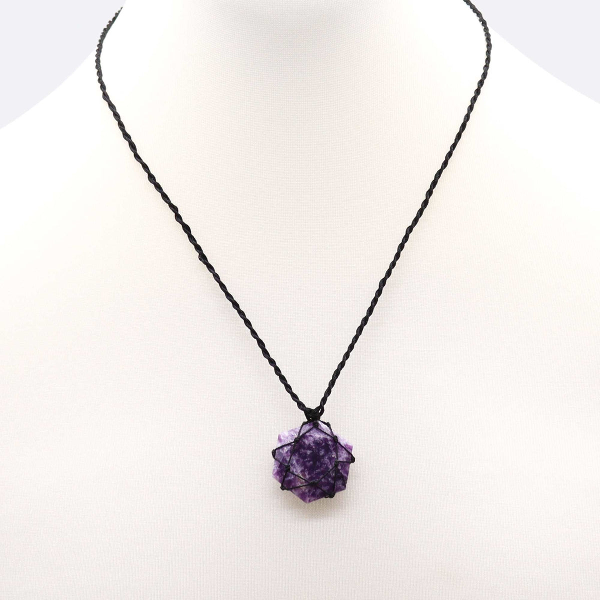 Laced Gemstone Hexagon Pendant - Lepidolite - view 3