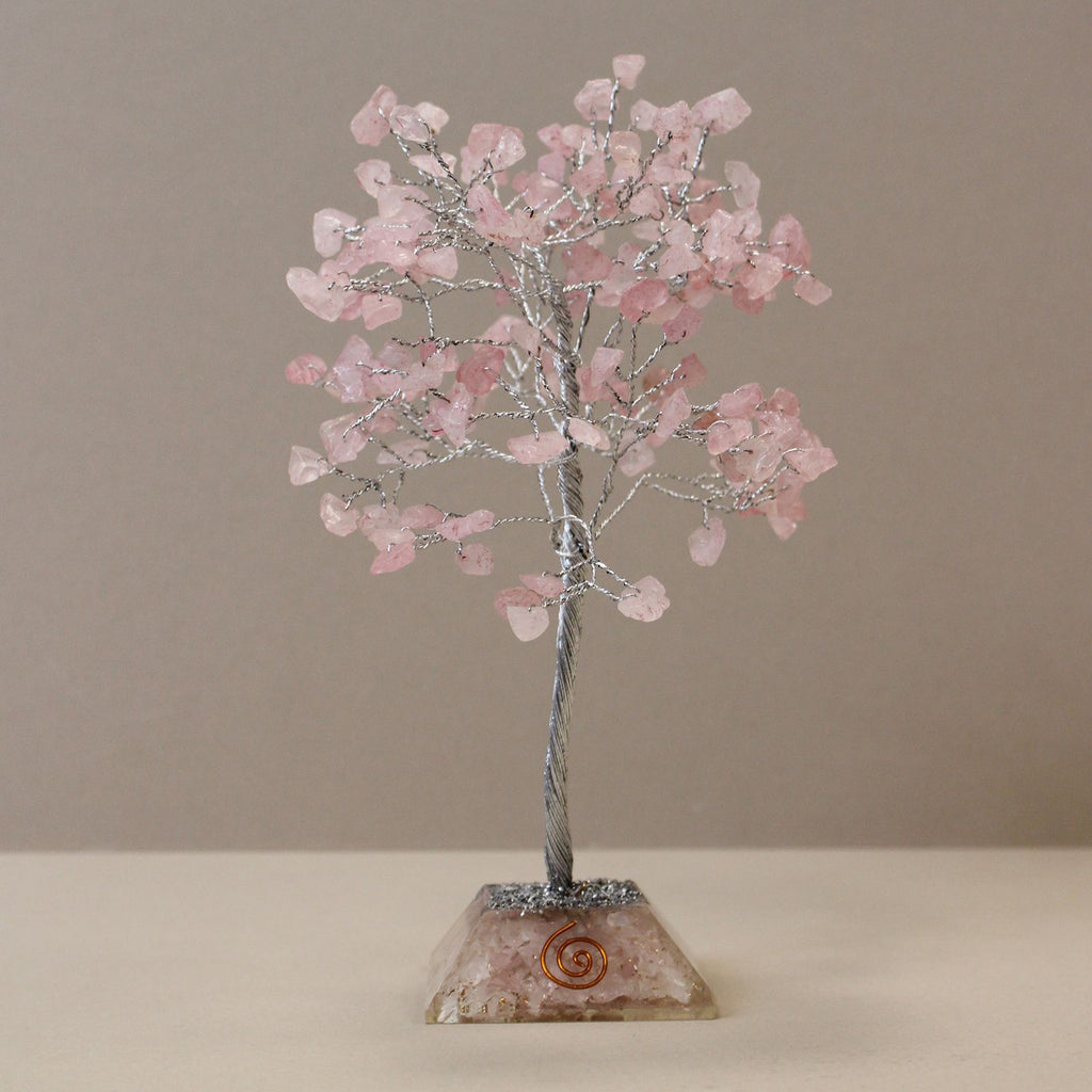 Gemstone Tree with Orgonite Base - 160 Stone - Rose Quartz
