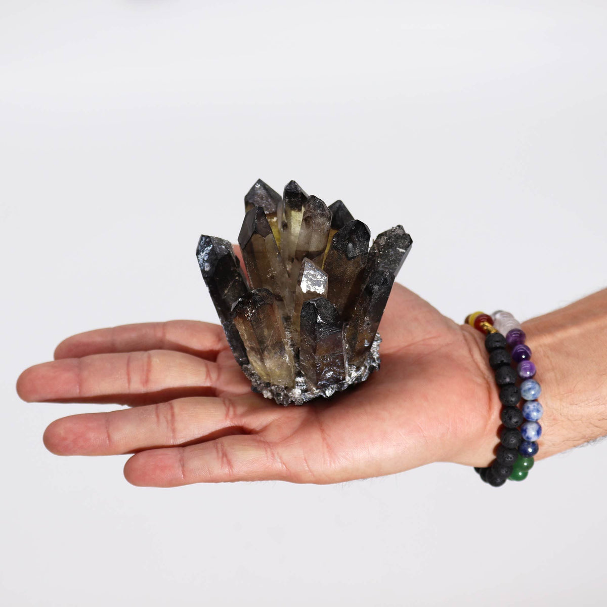 Crafted Quartz Cluster - Smoky Ghost Quartz - view 4