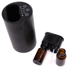 Double waterless essential oil nebuliser in dark wood finish with two oil bottles - view 4