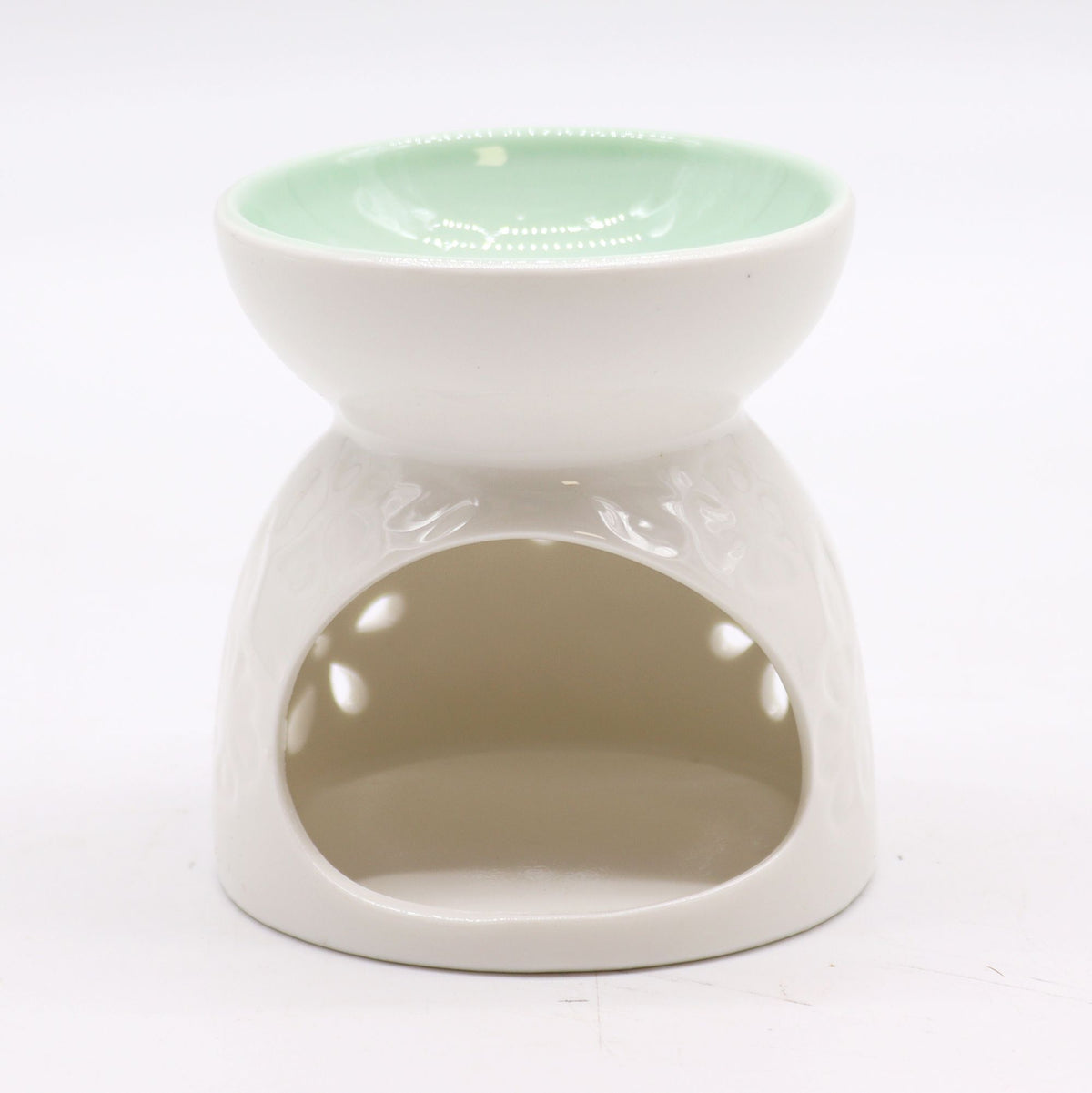 Classic White Oil Burner - Floral with Teal Well - view 3