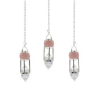 The Heart Whisperer - Double Power Pendulum - Rose Quartz Globe - Clear Quartz Double Terminated