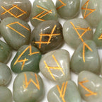 Runes Stone Set in Pouch - Green Aventurine - view 2