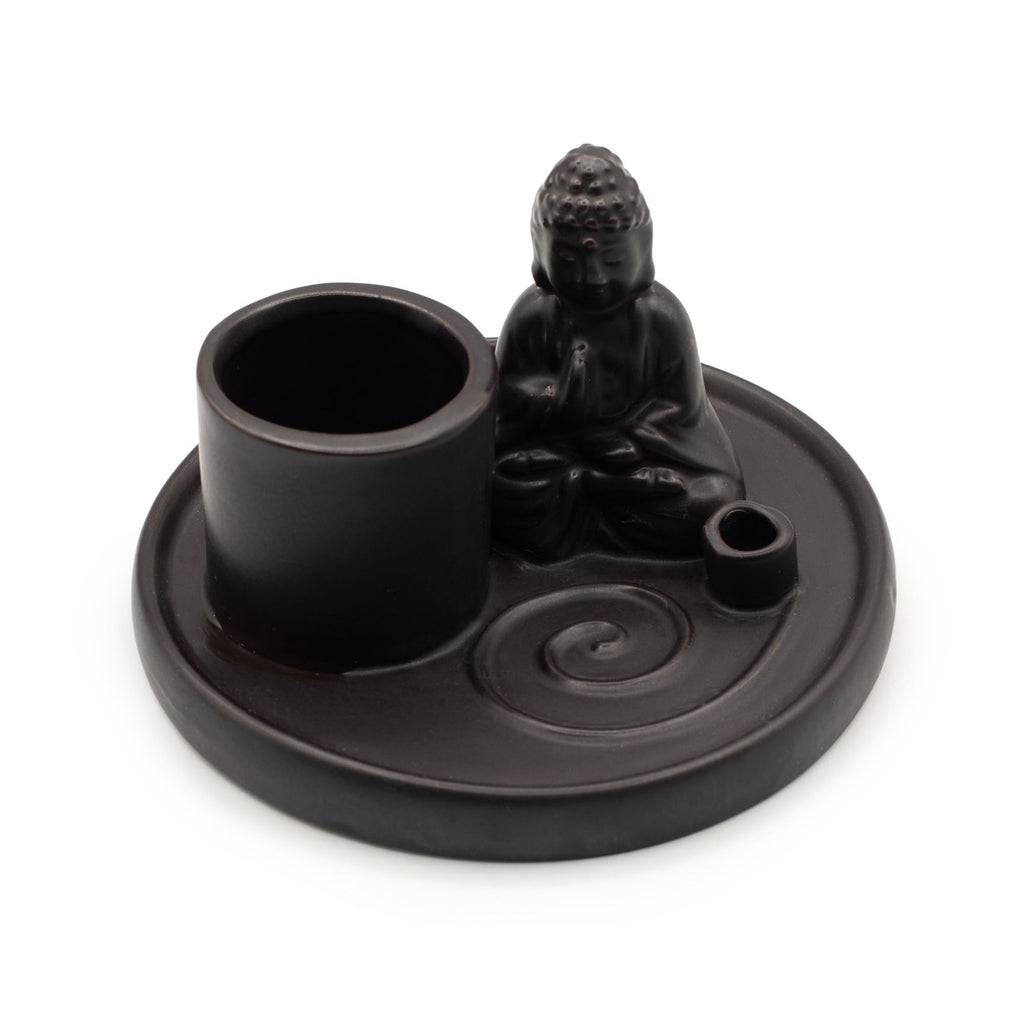 Multi Purpose Buddha Incense Plate - Ceramic Matt Black - view 6