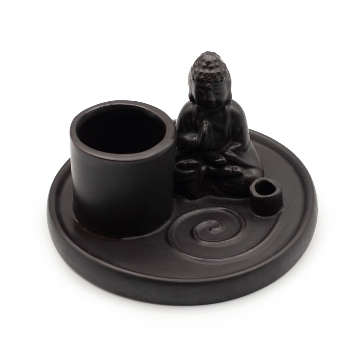 Multi Purpose Buddha Incense Plate - Ceramic Matt Black - view 6