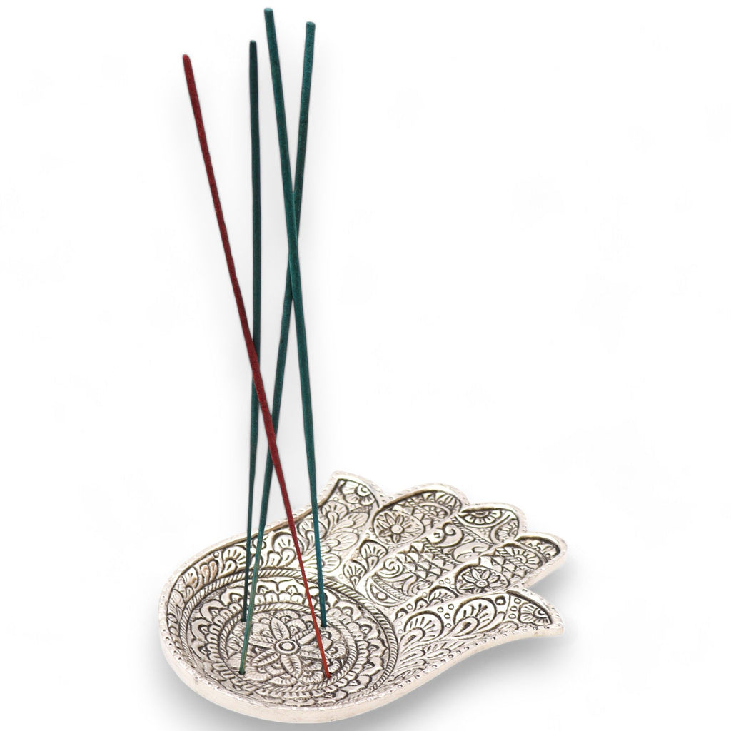 Polished Aluminium Lrg Hamsa Incense Holder - view 3