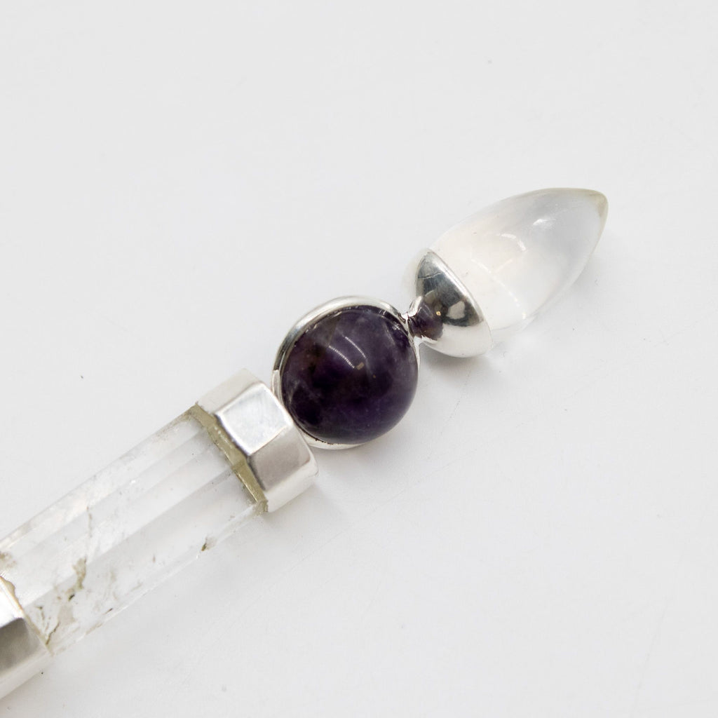 Celestial Prism Wand - Amethyst Moving Crystal Sphere Quartz-Style Stem - 12cm - view 7