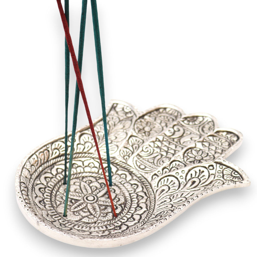 Polished Aluminium Lrg Hamsa Incense Holder - view 4