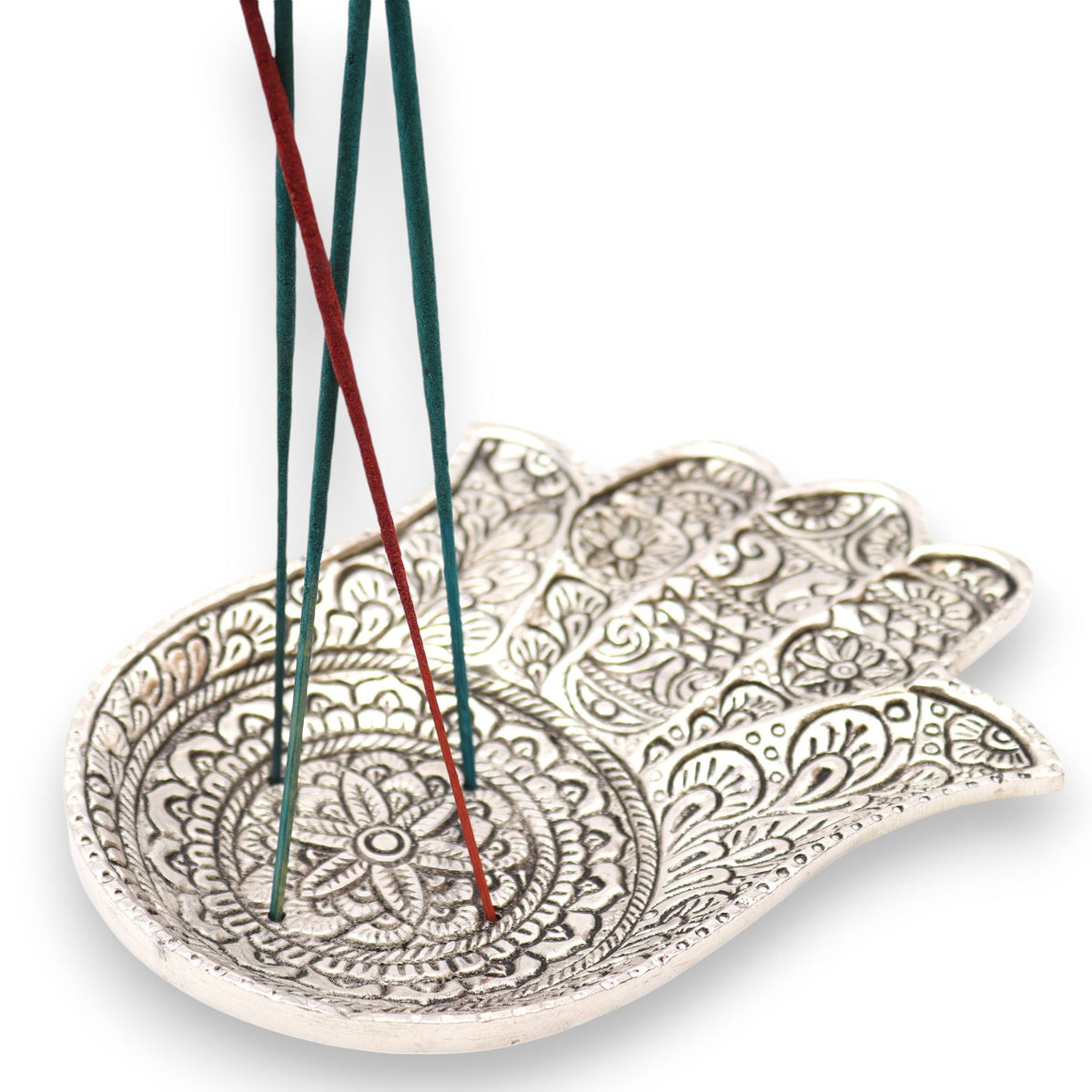 Polished Aluminium Lrg Hamsa Incense Holder - view 4