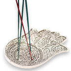 Polished Aluminium Lrg Hamsa Incense Holder - view 4