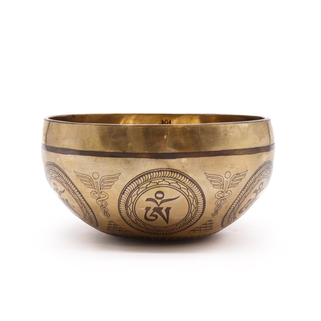 Tibetan Singing Bowl - Engraved Bodhi Tree Buddha
