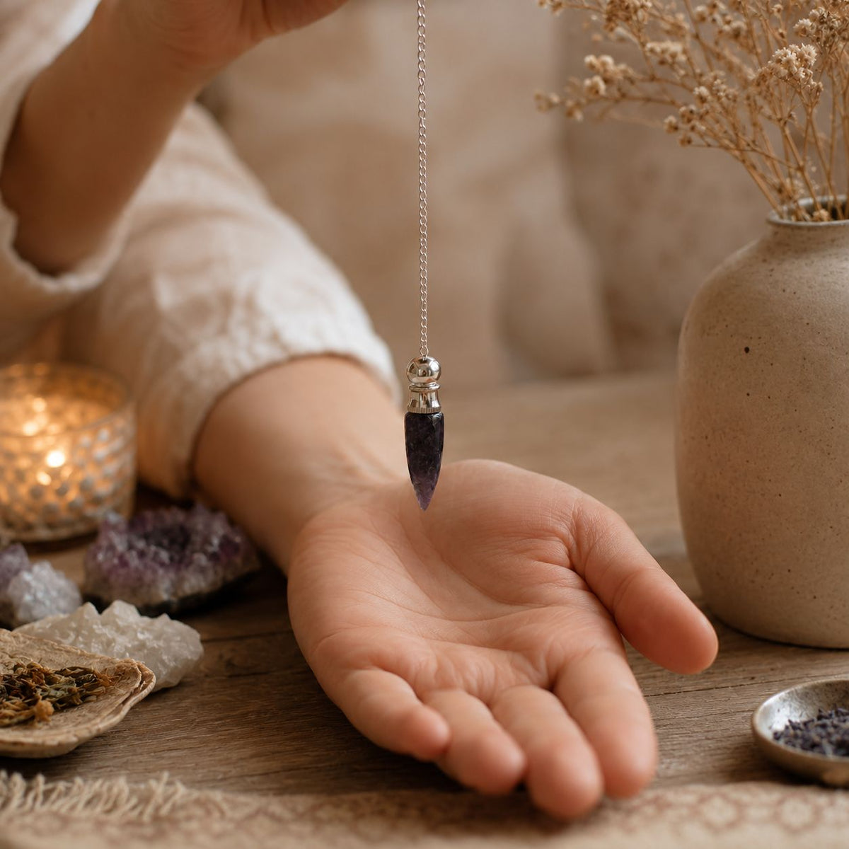 Secret Cavity Discovery of Truth Pendulum - Amethyst - Silver Plated - view 3