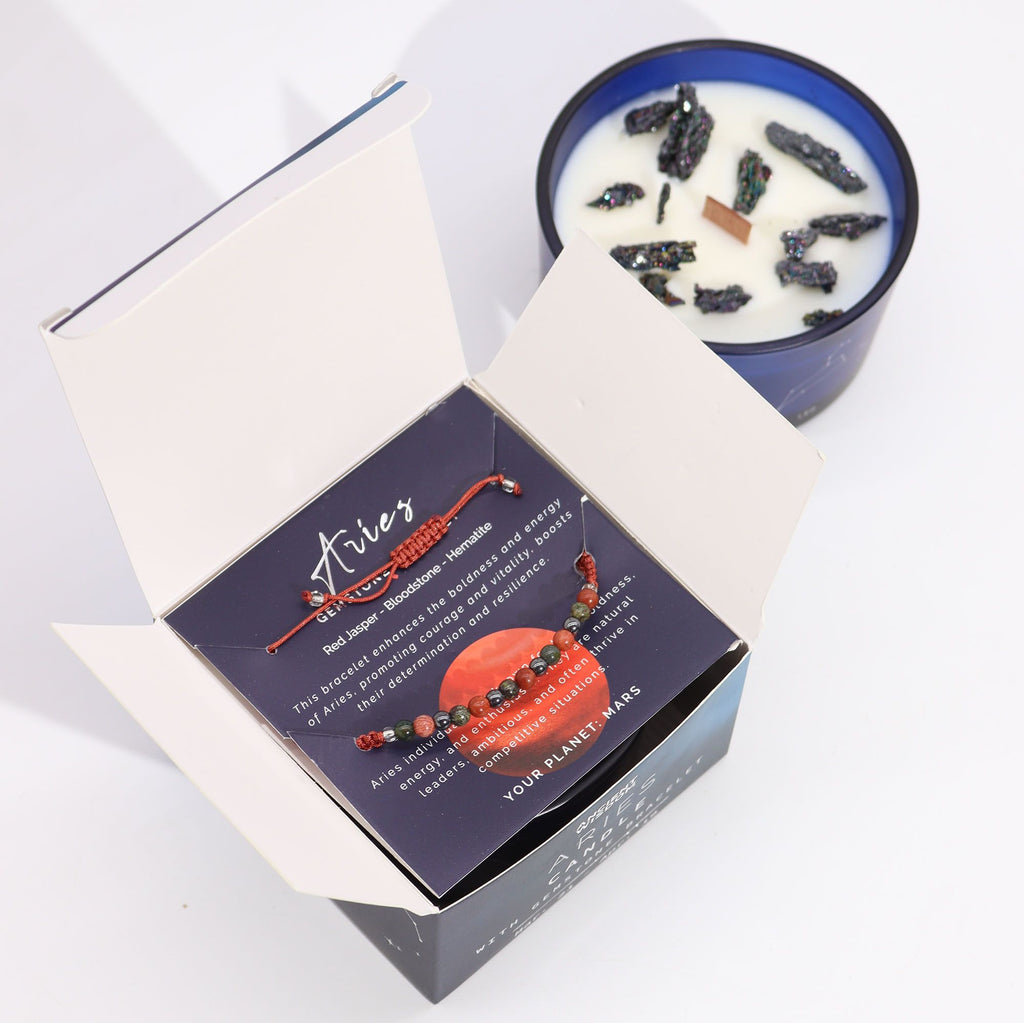 Zodiac Crystal Candle with Gemstone Bracelet - Aries - view 6