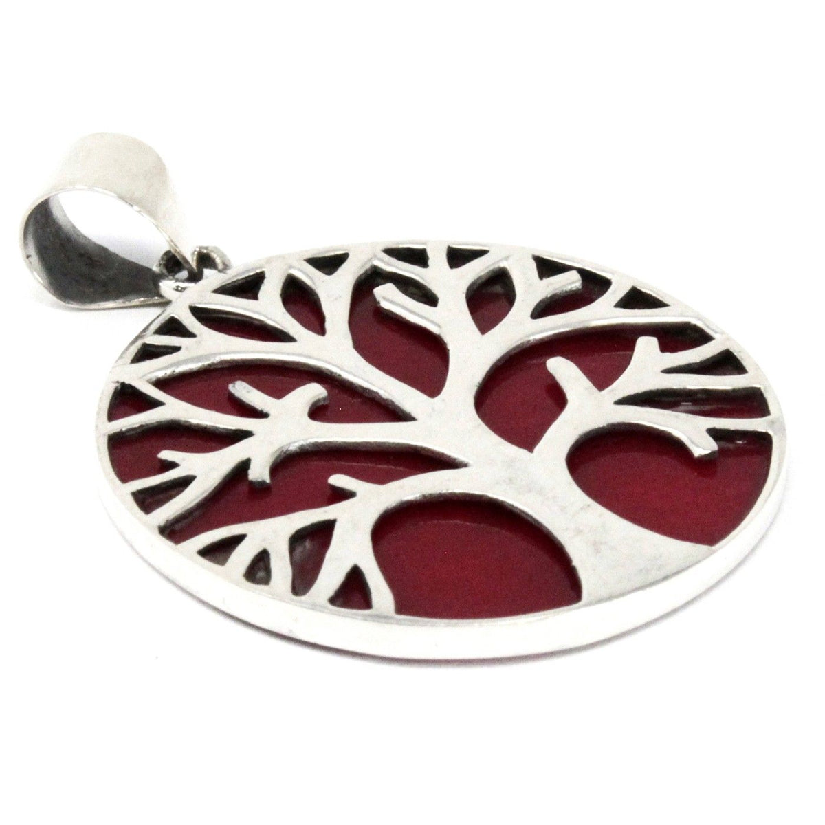 Tree of Life Silver Pendant - Coral Effect - view 4