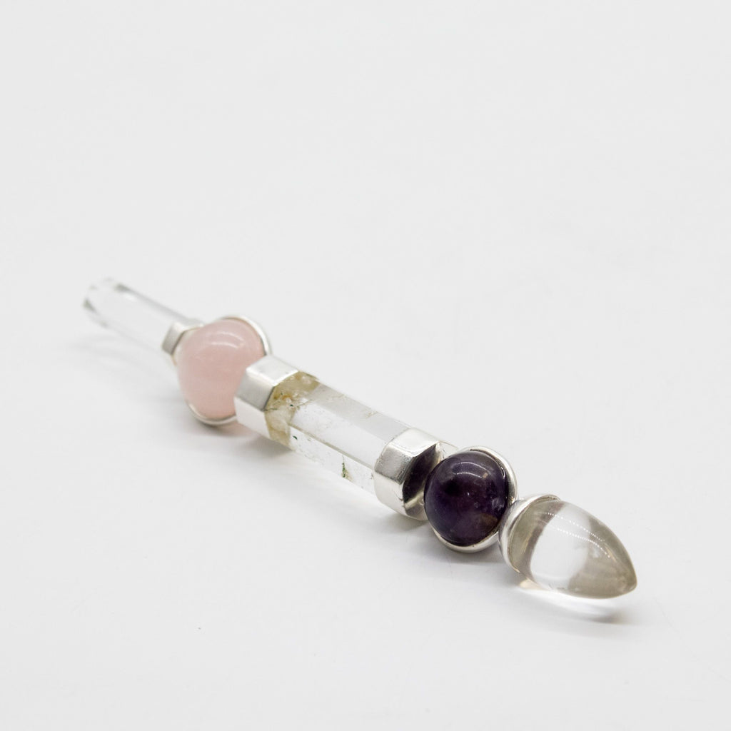 Celestial Prism Wand - Amethyst Moving Crystal Sphere Quartz-Style Stem - 12cm - view 2