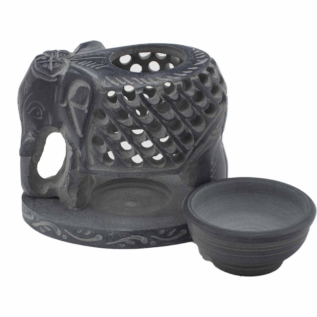Soapstone Oil Burner - Standing Elephant - view 3