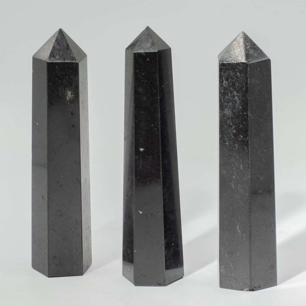Large black tourmaline six face obelisk point with a mirror polish - view 5