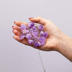 String of warm LED fairy lights threaded with pieces of amethyst - view 2