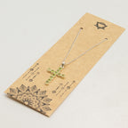 Indian Devotional Pendant - Silver Plated (45cm Chain) - Peridot Crucifix - view 3