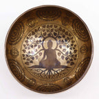 Tibetan Singing Bowl - Engraved Bodhi Tree Buddha - view 3