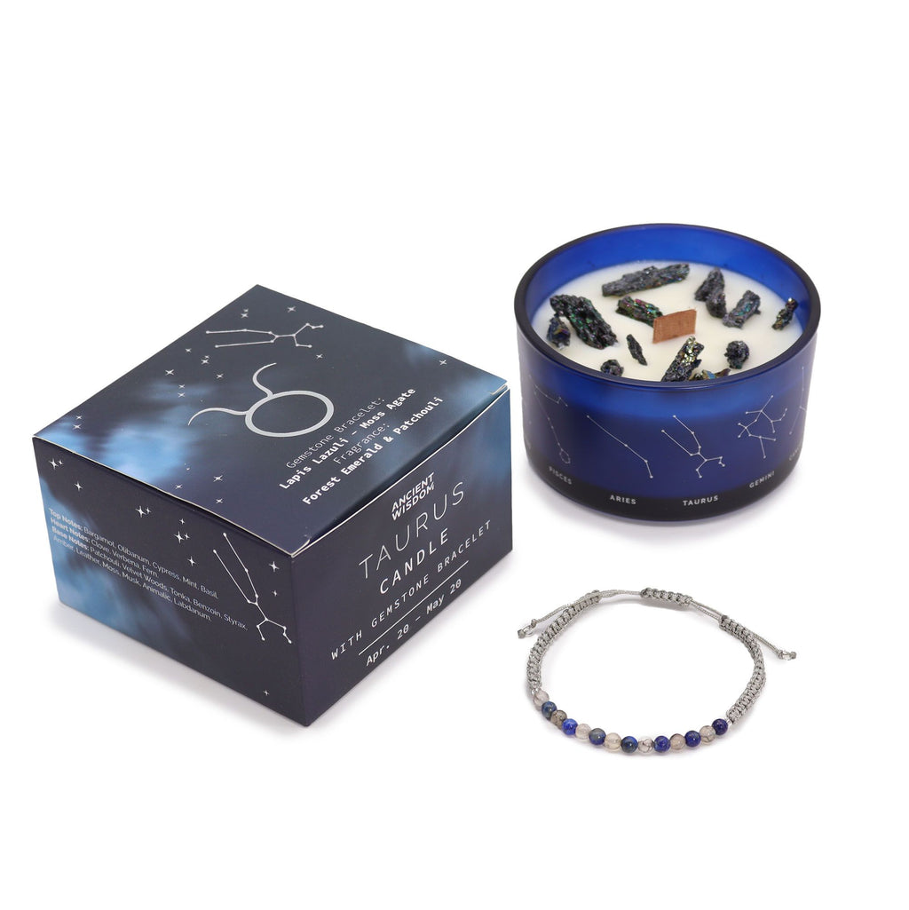 Zodiac Crystal Candle with Gemstone Bracelet - Taurus - view 2