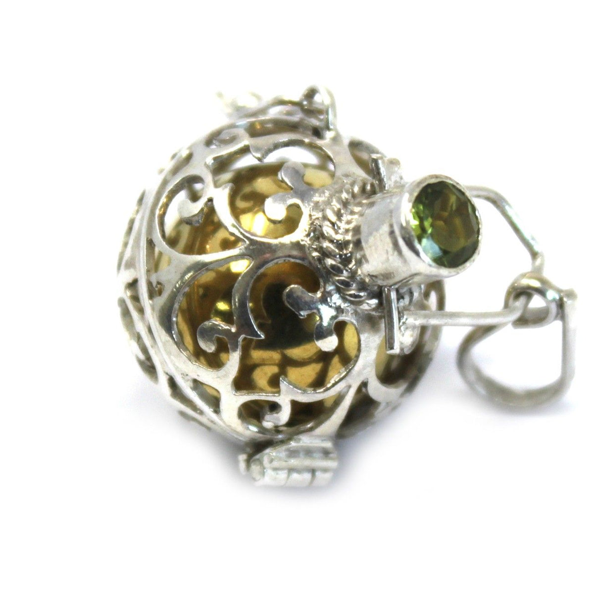 Silver angel bell pendant in the Romance design on a neck cord - view 3