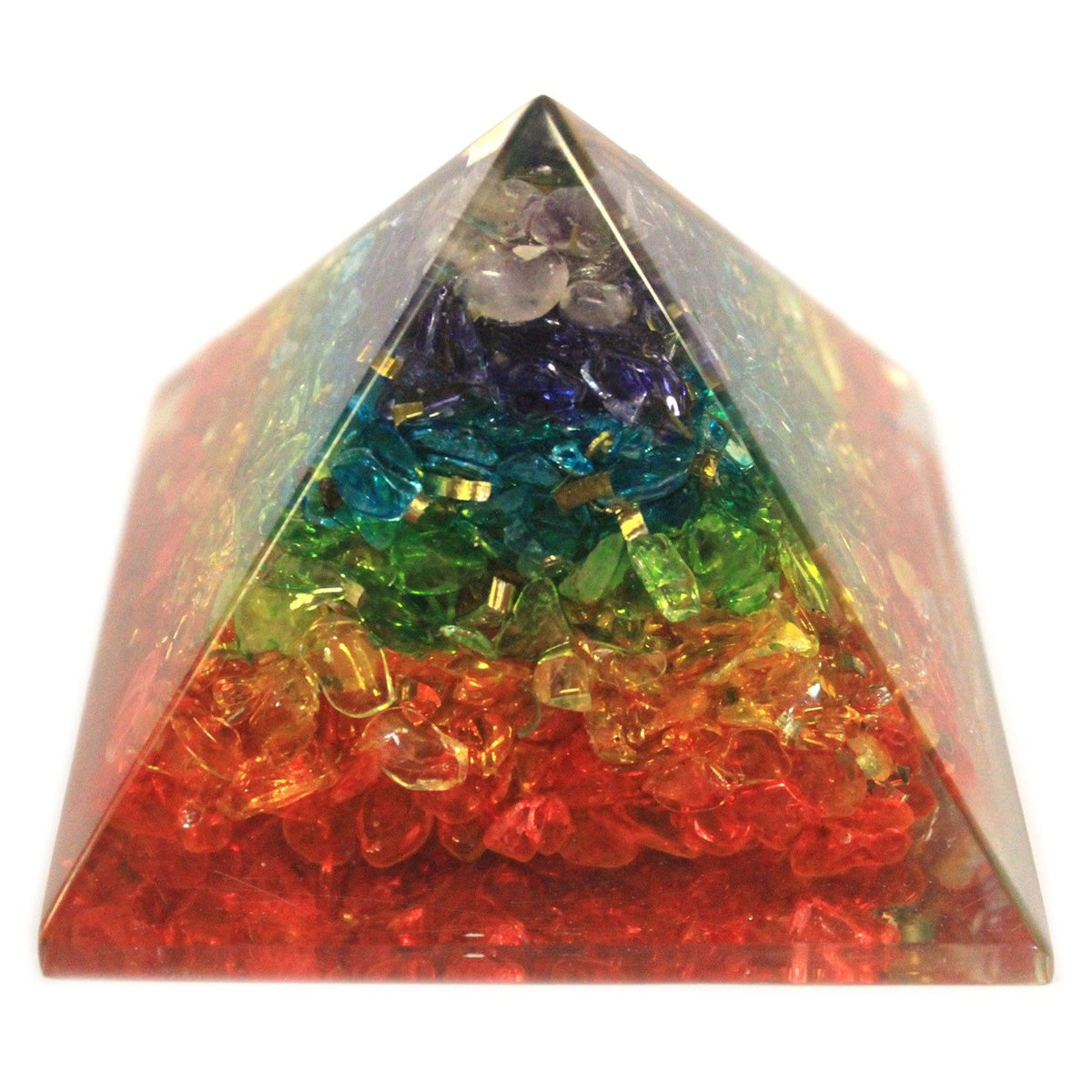 Large Orgonite Pyramid - Chakra Gemchips - view 2