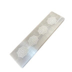 Flat bar selenite charging plate engraved with a mandala