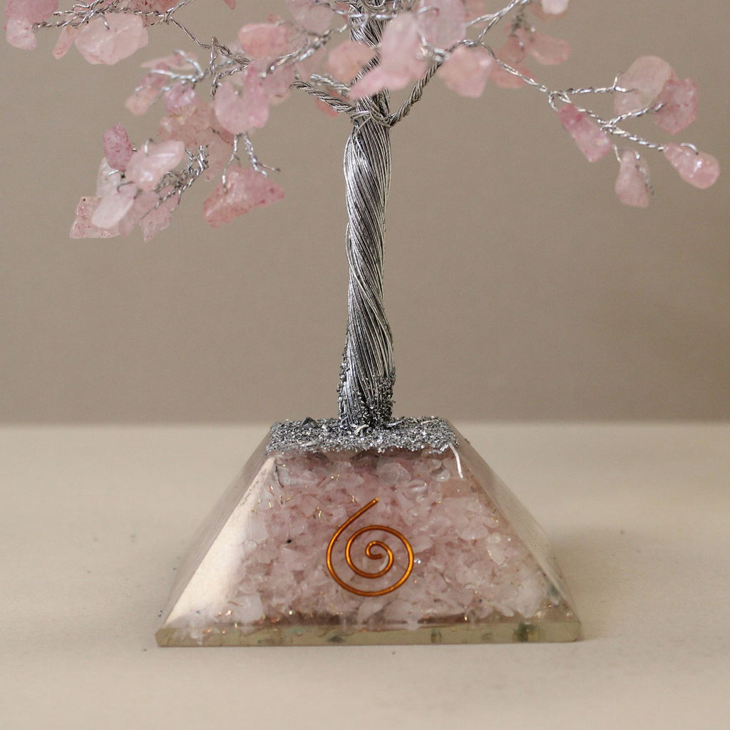 Gemstone Tree with Orgonite Base - 320 Stone - Rose Quartz - view 2