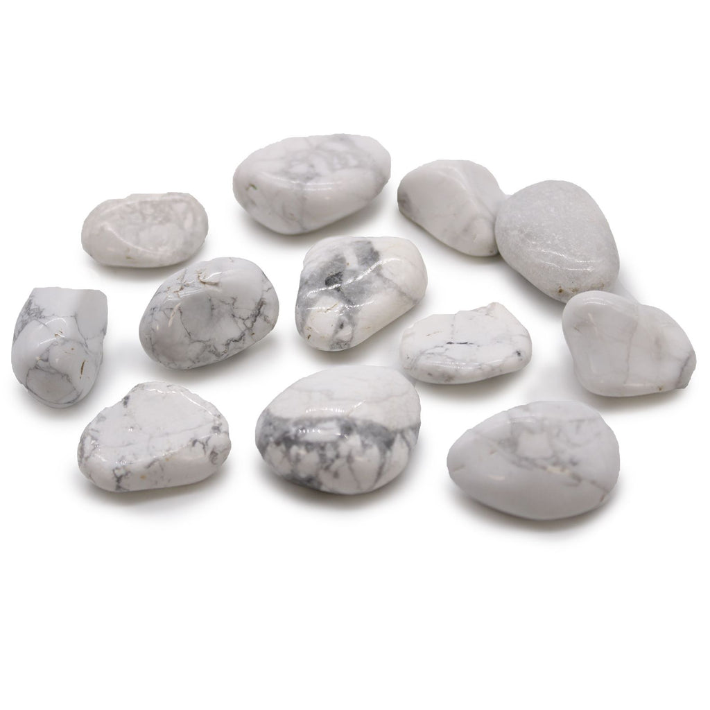 Medium African Tumble Stones - White Howlite - Magnesite (Pack of 12)