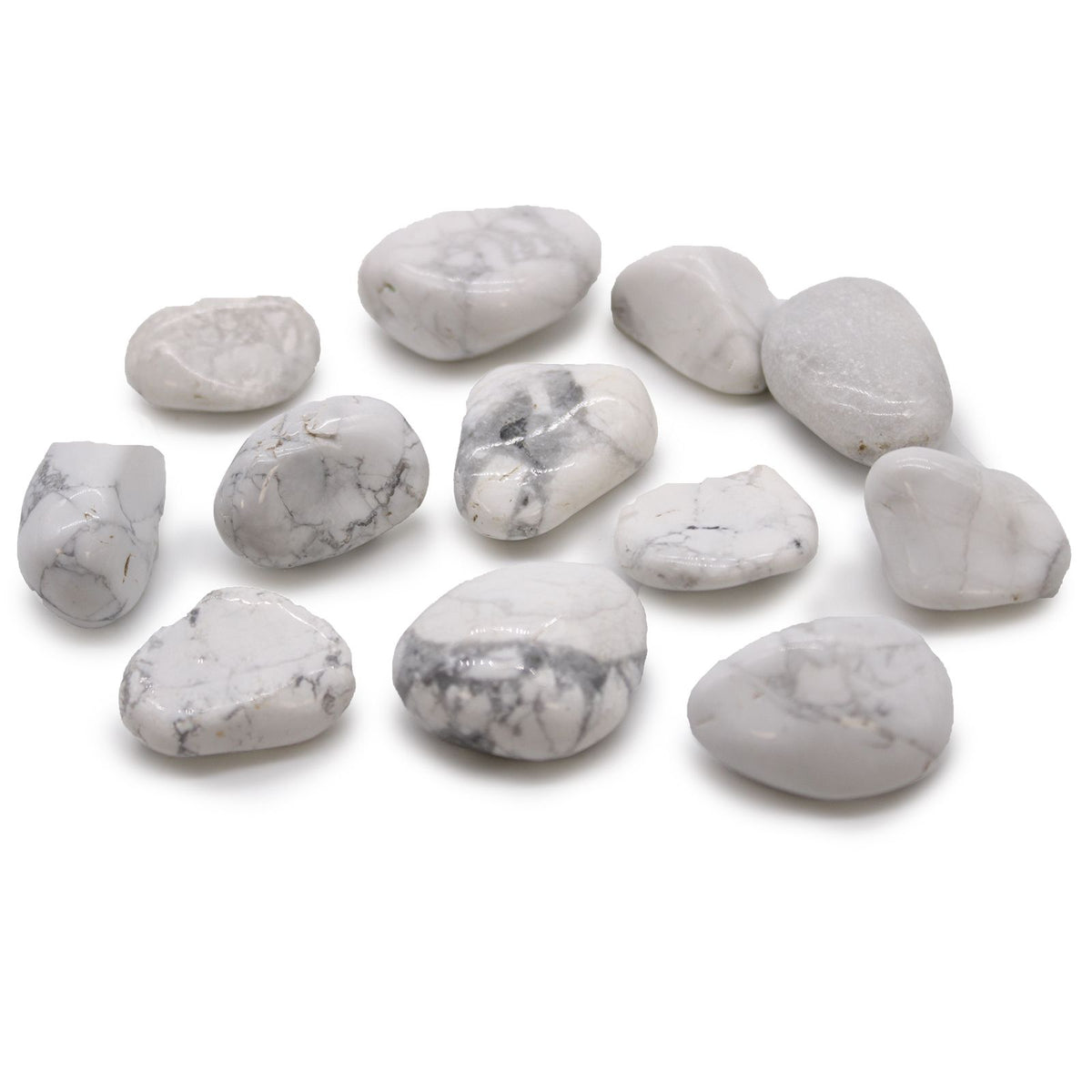 Medium African Tumble Stones - White Howlite - Magnesite (Pack of 12)