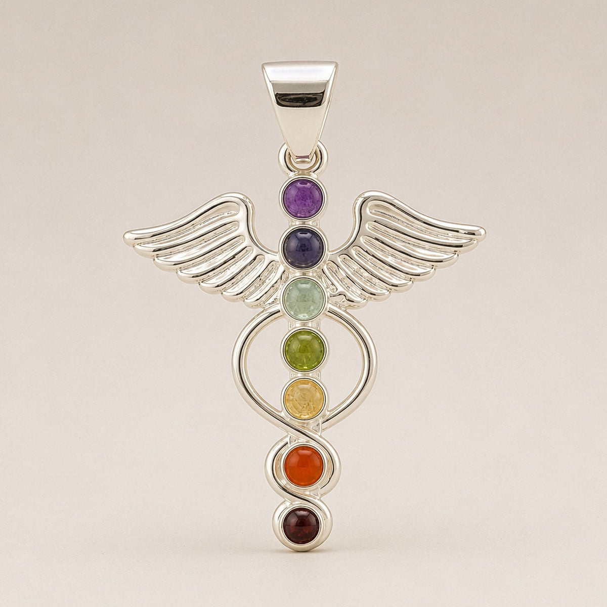 Indian Devotional Pendant - Silver Plated (45cm Cord) - Angel Chakra - view 2