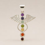 Indian Devotional Pendant - Silver Plated (45cm Cord) - Angel Chakra - view 2