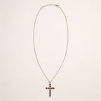 Indian Devotional Pendant - Silver Plated (45cm Chain) - Garnet Crucifix - view 2