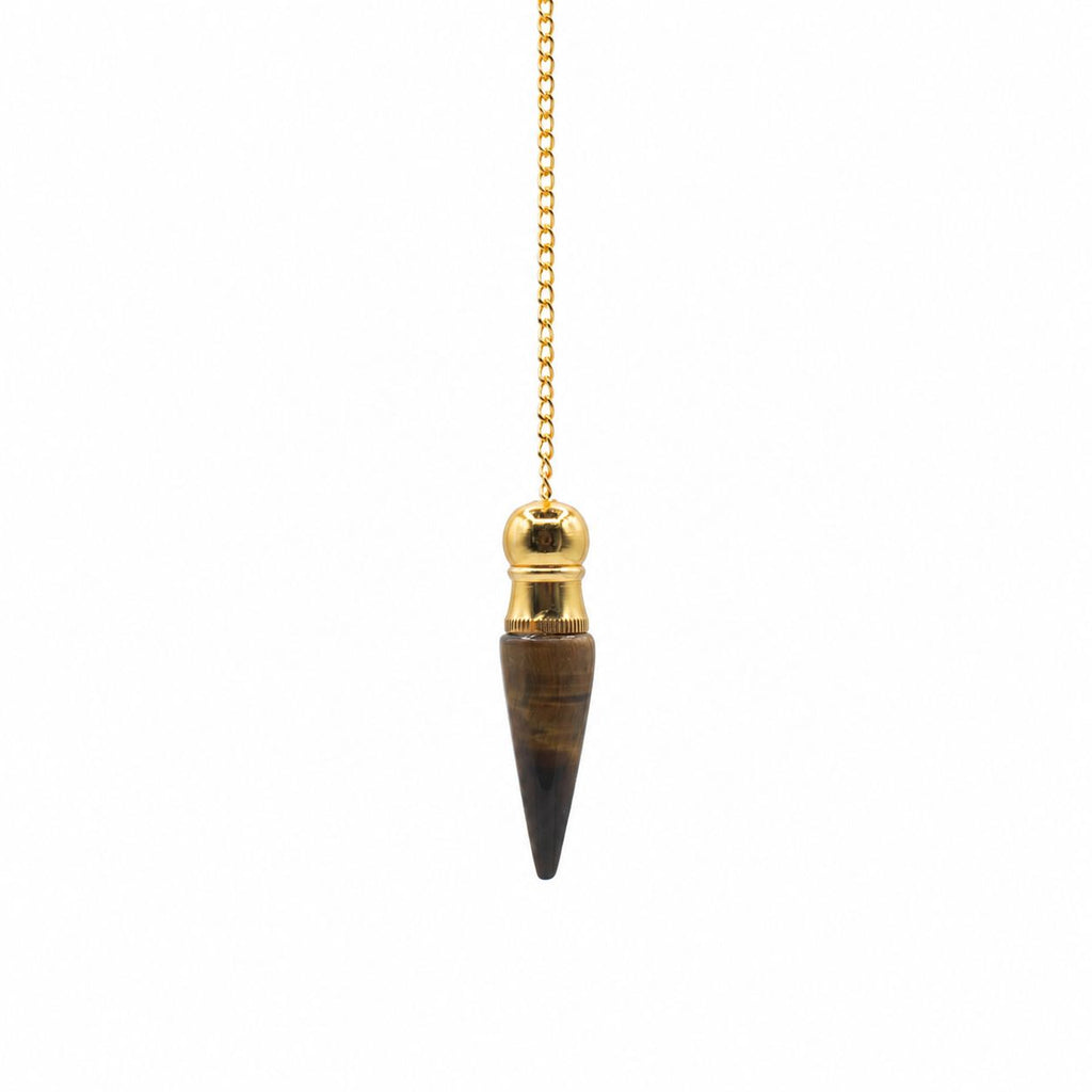 Secret Cavity Discovery of Truth Pendulum - Tiger Eye - Gold Plated - view 2