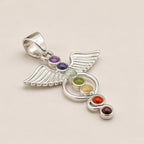 Indian Devotional Pendant - Silver Plated (45cm Cord) - Angel Chakra - view 3