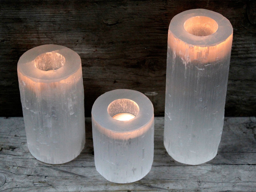 Selenite Cylinder Candle Holder - Large - view 3