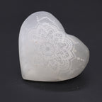 Selenite Heart - Small, Mandala Engraved - view 2