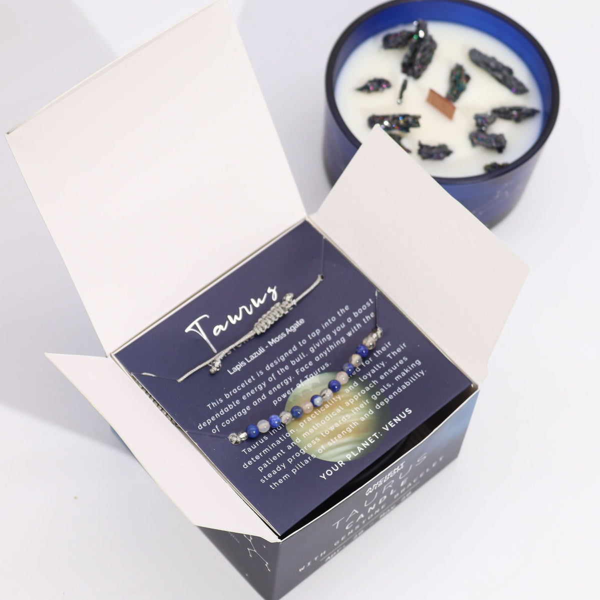 Zodiac Crystal Candle with Gemstone Bracelet - Taurus - view 3