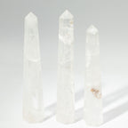 Tall six-sided clear quartz obelisk point - view 7