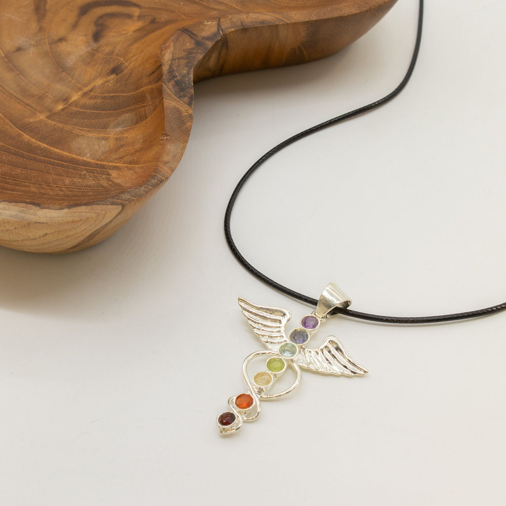 Indian Devotional Pendant - Silver Plated (45cm Cord) - Angel Chakra - view 4