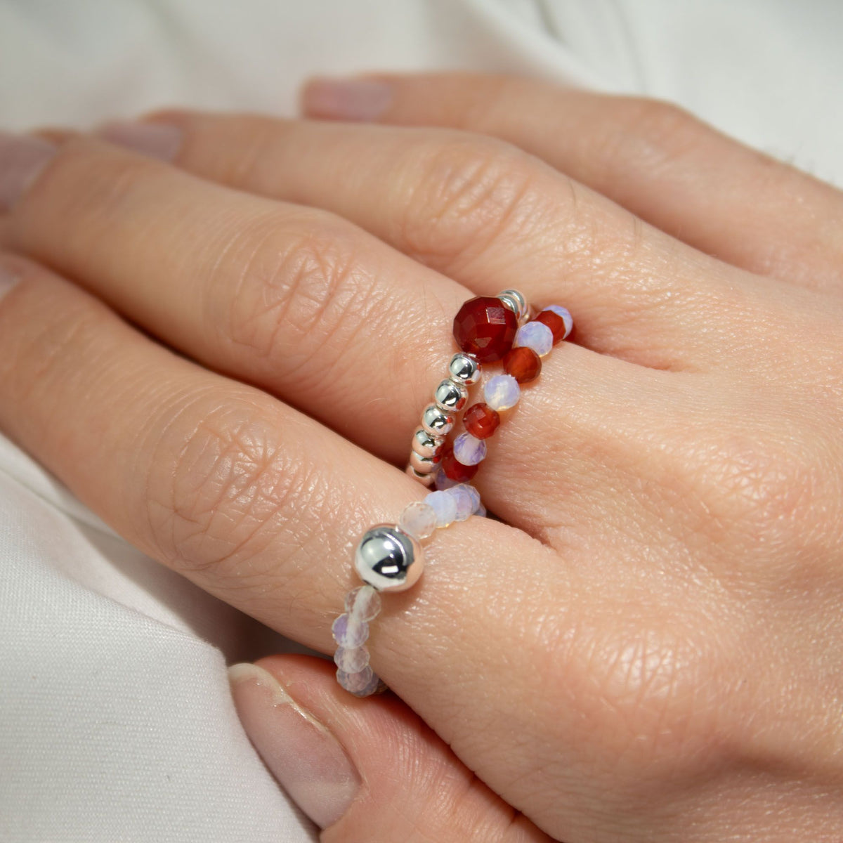 Nymph Spirit Gemstone Ring Set - Blood Moon - view 2