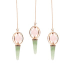 Heart Compass - Two Piece Spinning Merkaba Star in Copper Pendulum - Rose Quartz & Green Aventurine