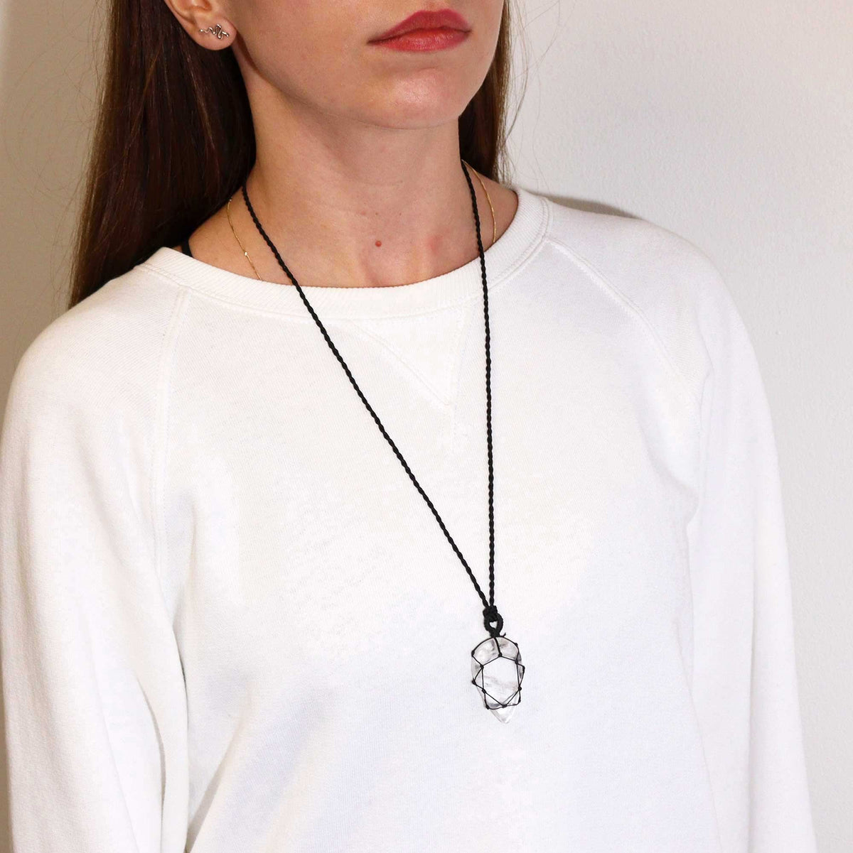 Laced Gemstone Teardrop Pendant - Rock Quartz - view 4