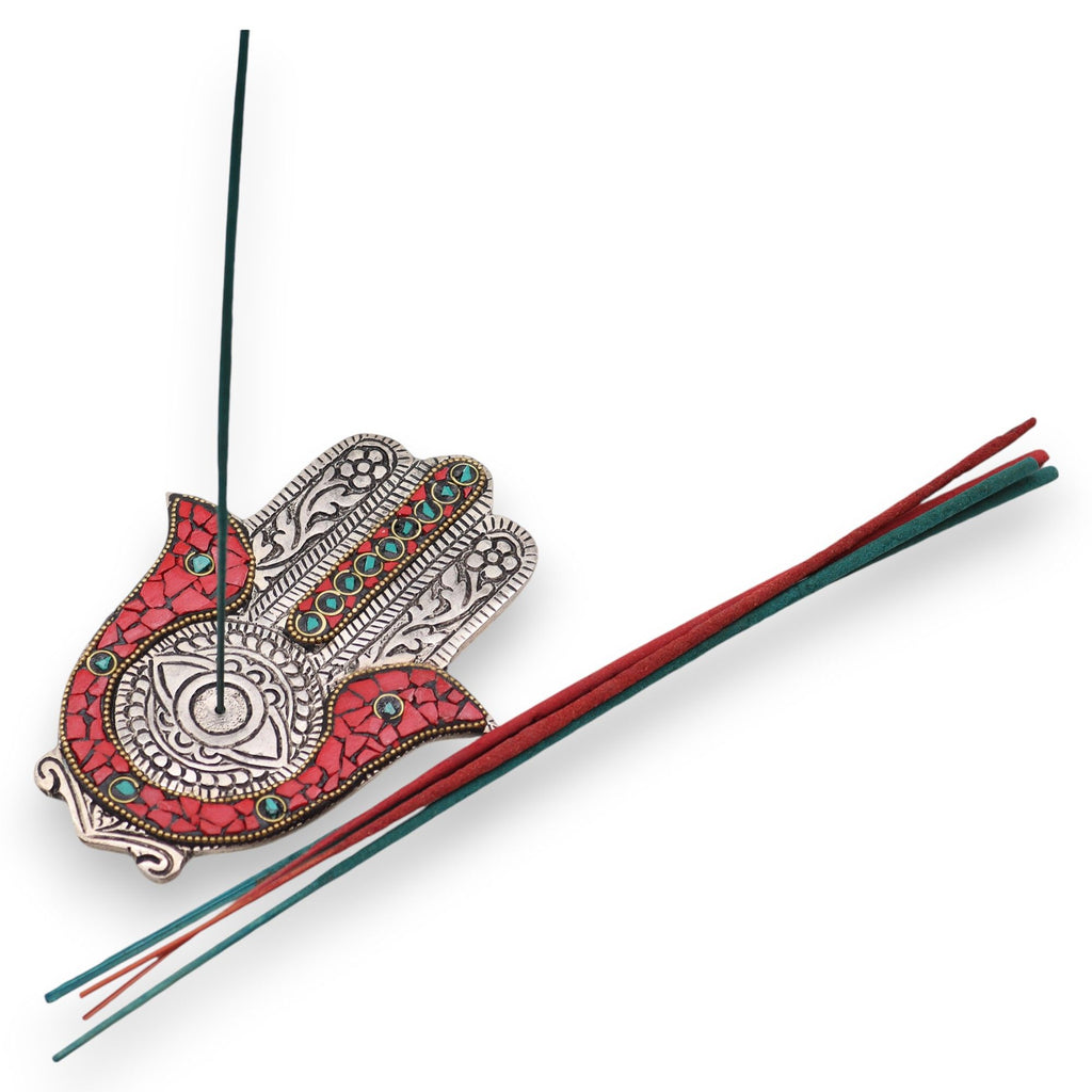 Red & Green Small Hamsa Incense Holder - view 2