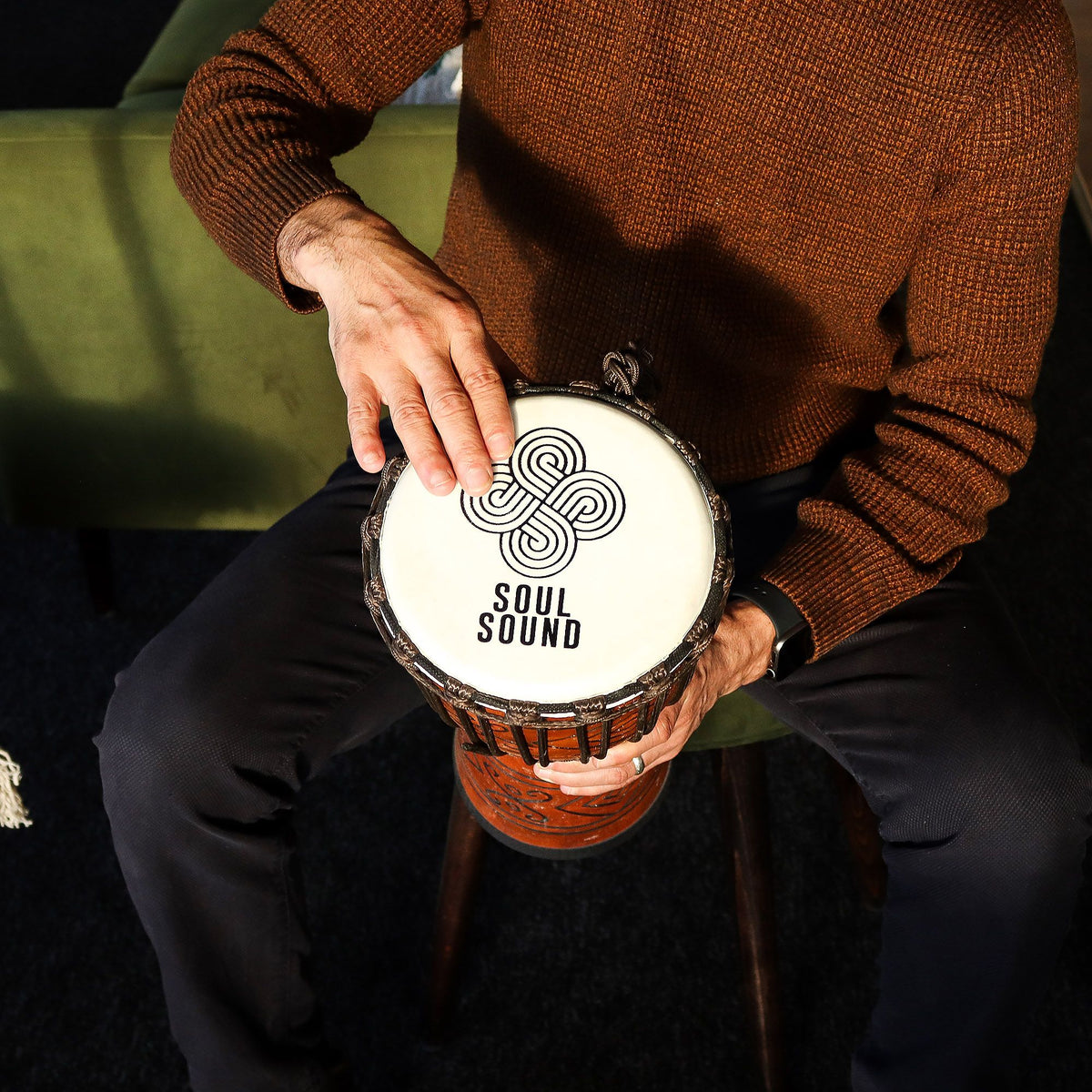 Medium rope tuned djembe drum, hand-carved jackfruit body, Soul Sound head - view 5