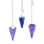 Six Sided Crystal Pendulum - Aurora Quartz, Blue