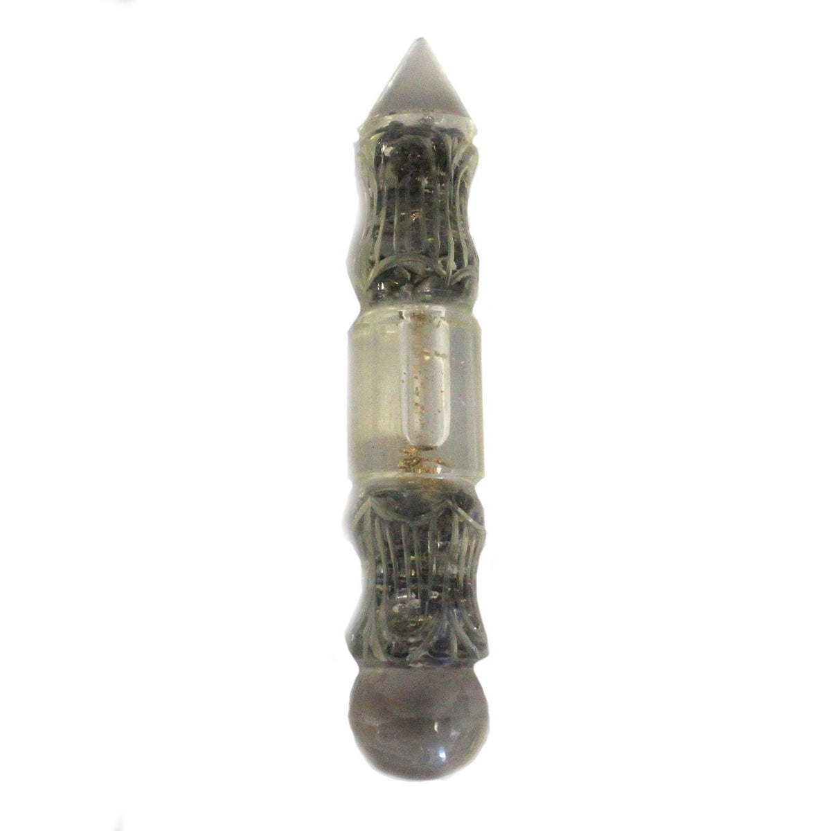Orgonite Water Wand Carved with Copper & Gemchips - view 2