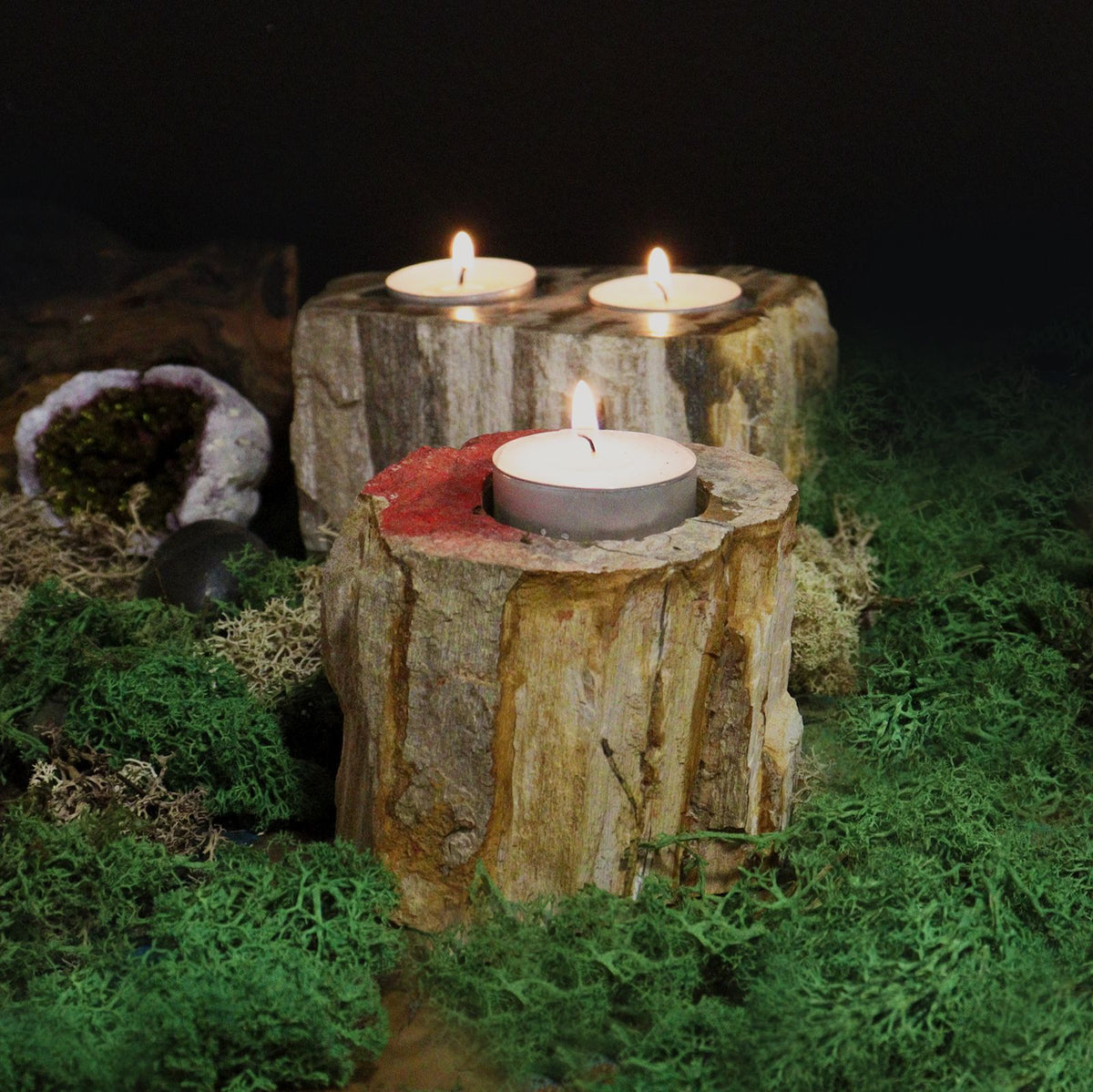 Double petrified wood tealight holder - view 5